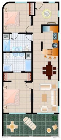 Floor Plan for Oceanfront 2BD Condo Steps from the beach!